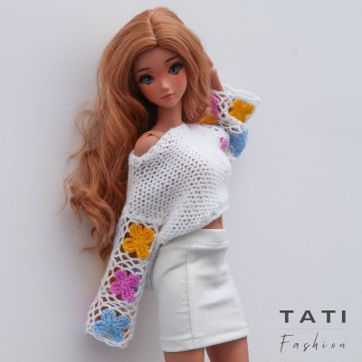 Jumper with Crocheted Sleeves for Smart Doll