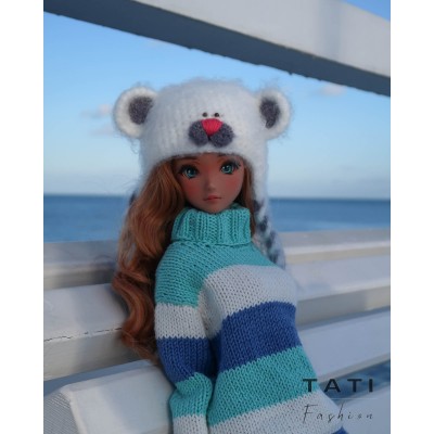 White bear fluffy hat for Smart Doll
