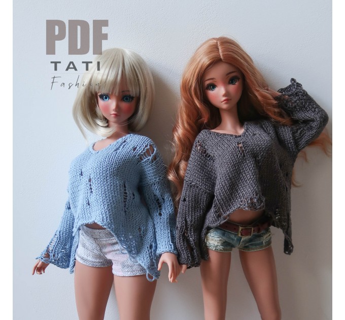 PDF: Ripped Asymmetrical Sweater for Smart Doll 60 cm